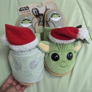 Star Wars Baby Yoda Slippers with Santa Hat